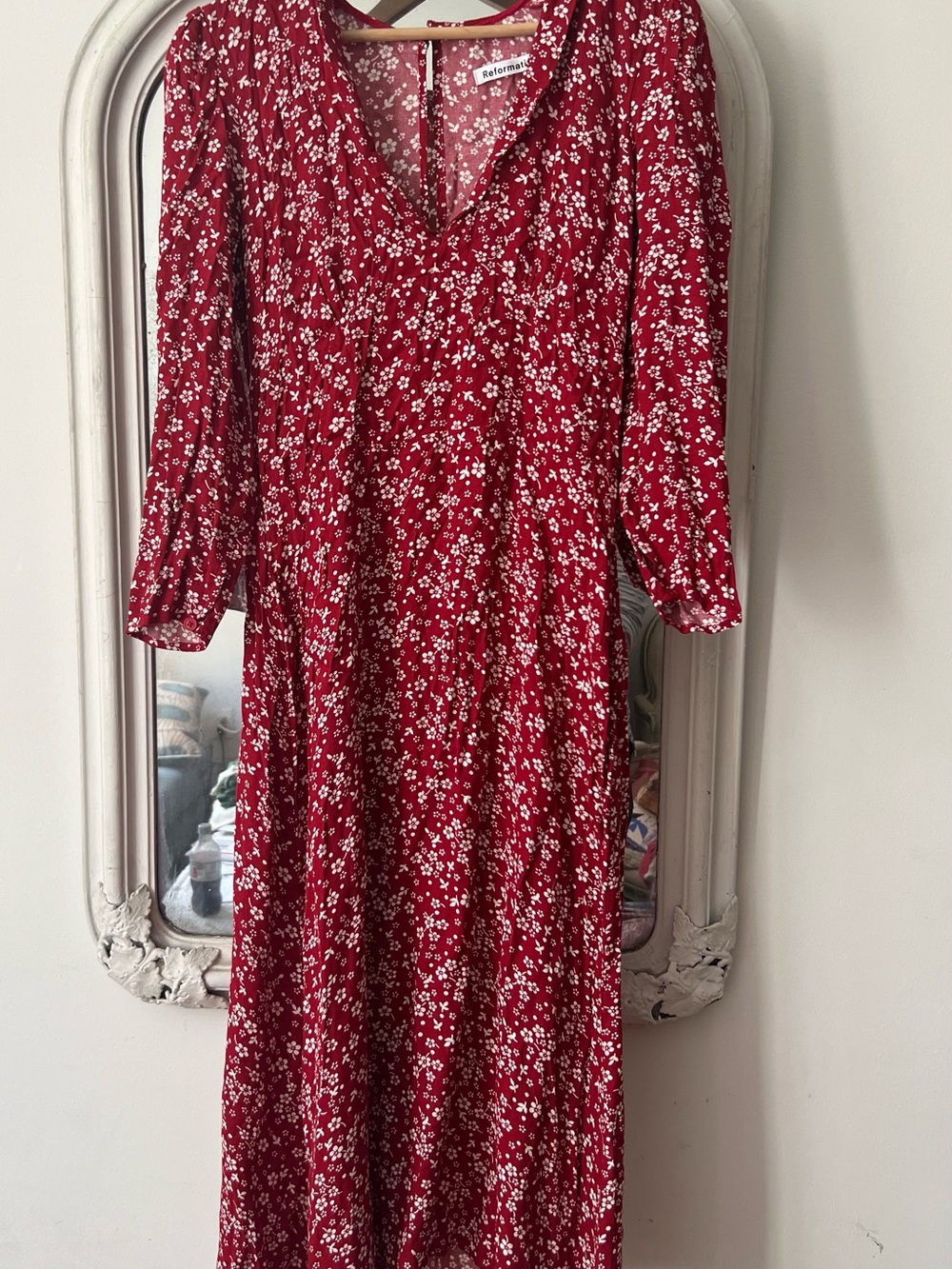 Reformation Red and White Floral Midi Dress
